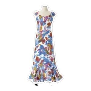 The Pyramid Collection Maxi Dress Mermaid Fishtail Blue Floral